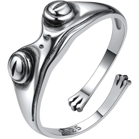 925 Sterling Silver Band Rings Cat Rings for WomenAdjustable 925 Silver/18K Gol